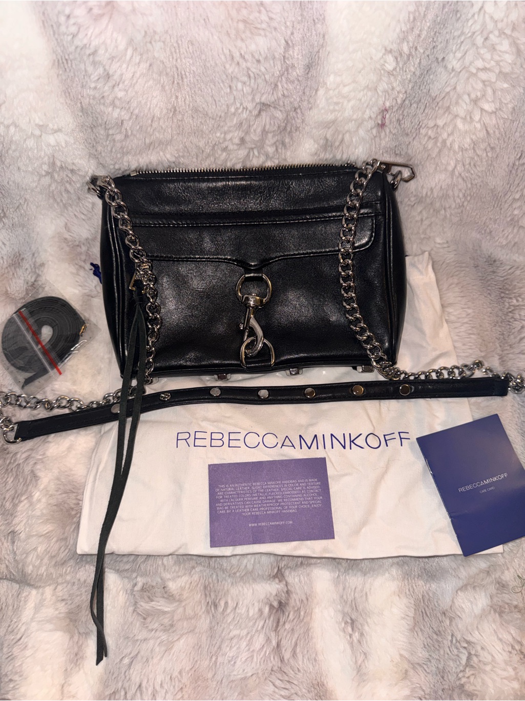 Rebecca Minkoff Black Leather Shoulder Bag With Silver Hardware